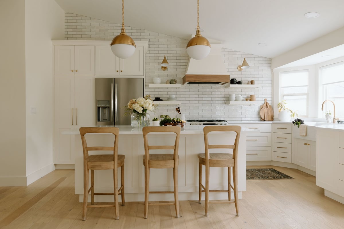 Modern farmhouse kitchen with airy bright interior in Boise Idaho