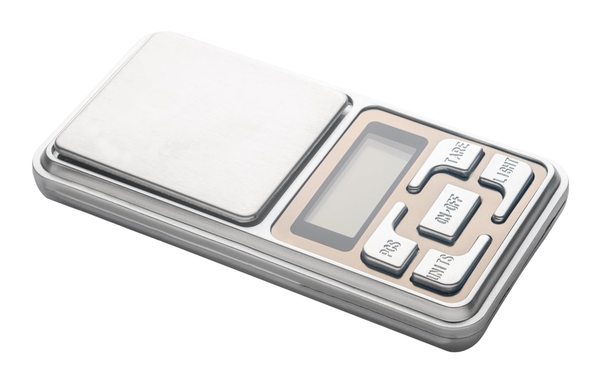 Small scales close-up on white background